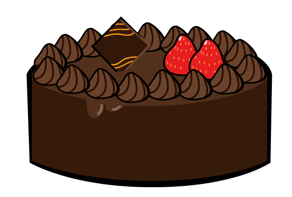 チョコレートケーキ(ホール)のイラスト素材です